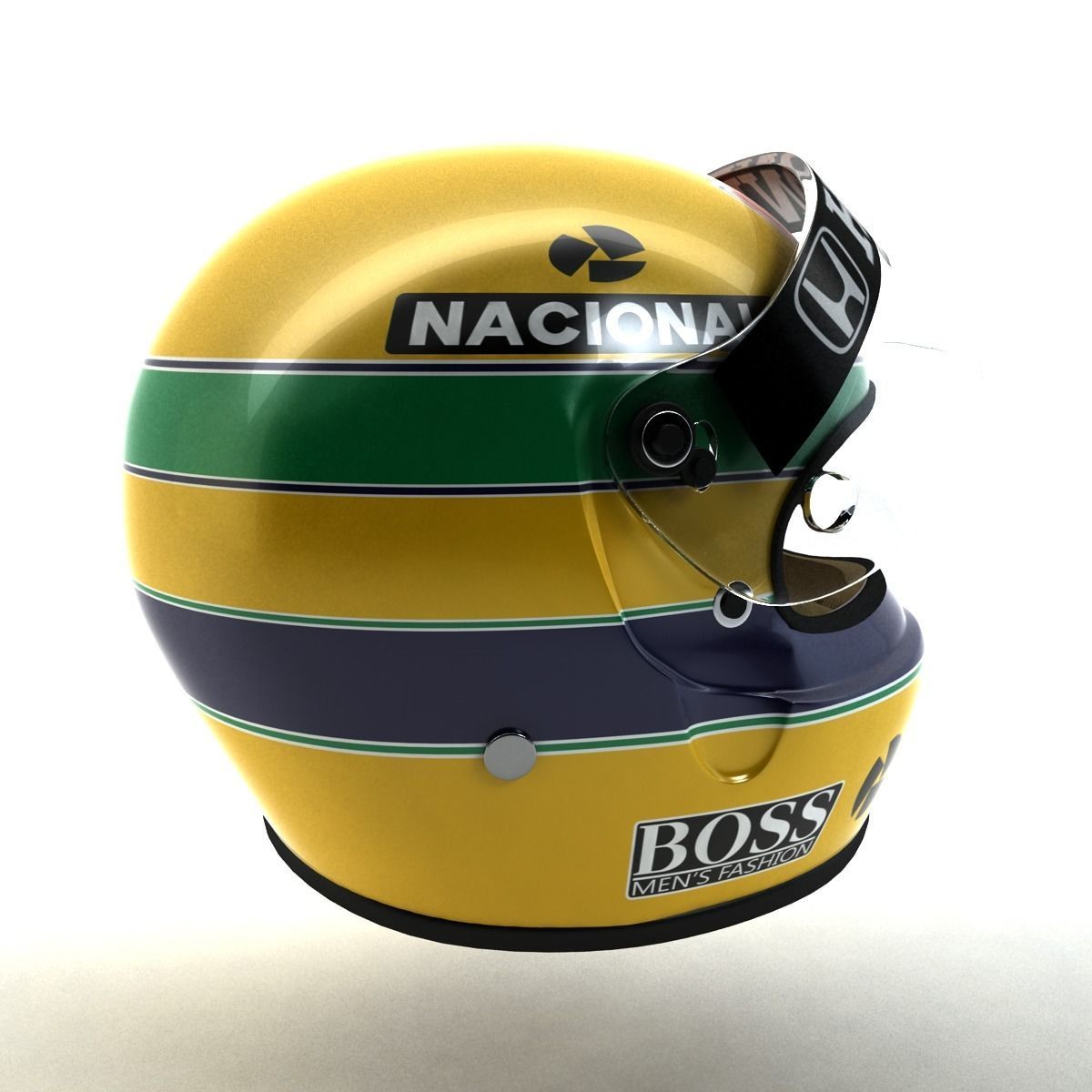 Ayrton Senna Helmet 1988 Low-poly 3D model_3