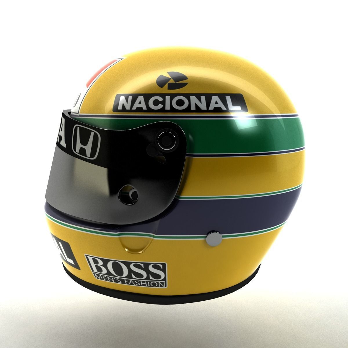 Ayrton Senna Helmet 1988 Low-poly 3D model_1
