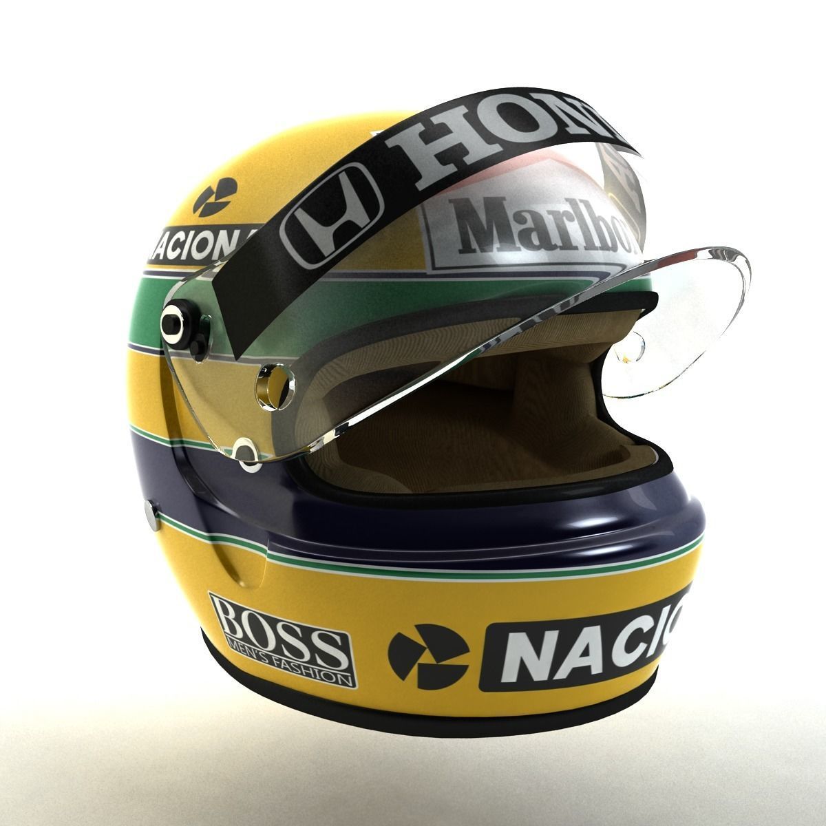 Ayrton Senna Helmet 1988 Low-poly 3D model_2