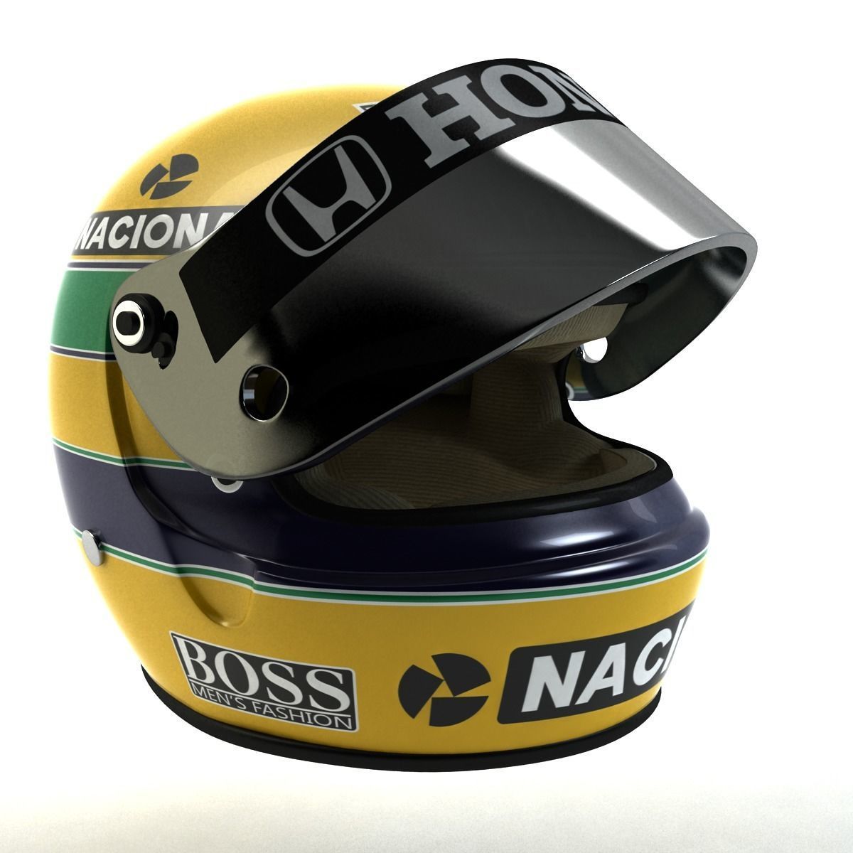 Ayrton Senna Helmet 1988 Low-poly 3D model_6