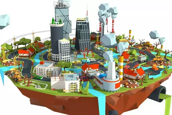 city plastic  Low-poly 3D model
