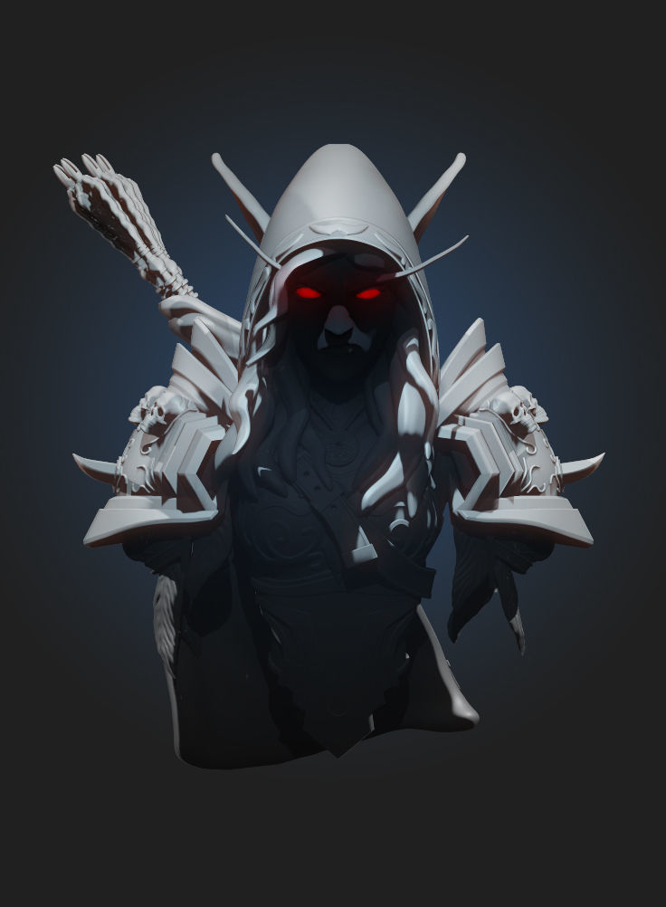 Sylvanas Windrunner Bust 3D print model_1
