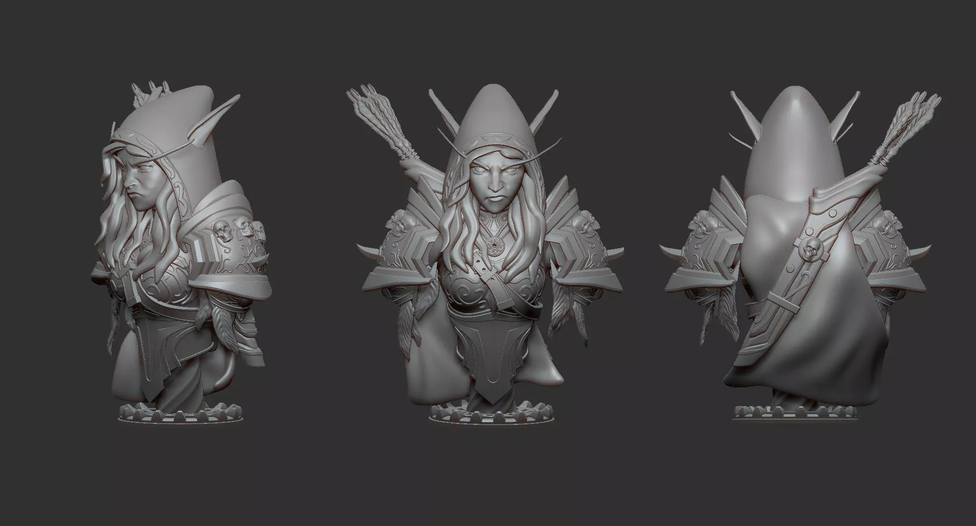Sylvanas Windrunner Bust 3D print model_0