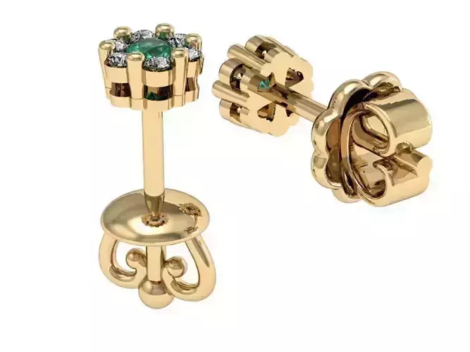  stud earring with two fasteners  