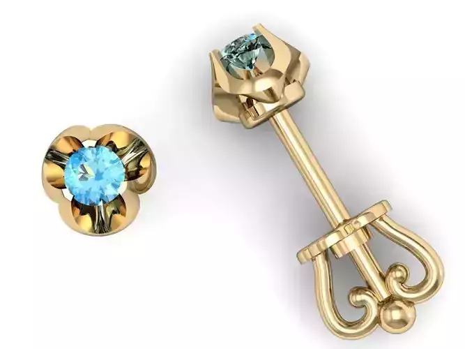  stud earring with two fasteners 