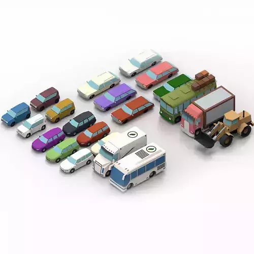 collection cars different colored and trucks