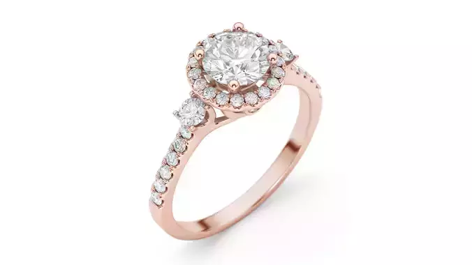 Halo ring with diamonds