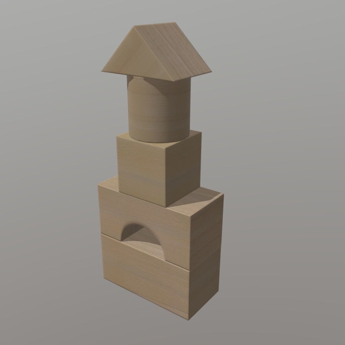 Wooden Toy Blocks Low-poly 3D model_1