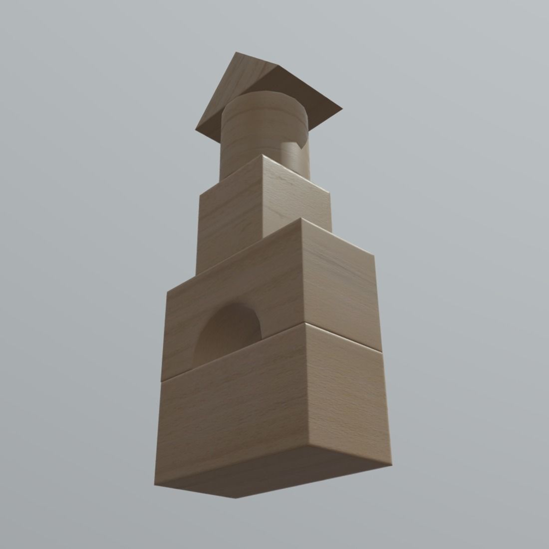Wooden Toy Blocks Low-poly 3D model_3
