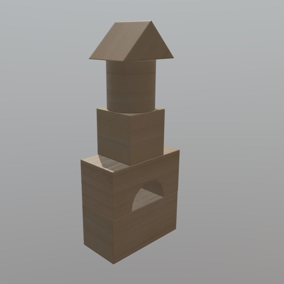 Wooden Toy Blocks Low-poly 3D model_2