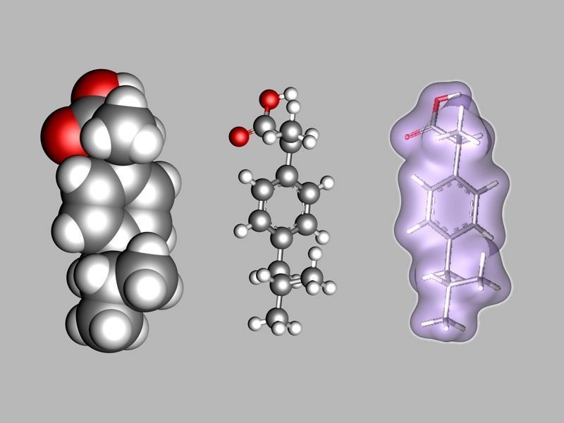 Ibuprofen molecule 3D model_1