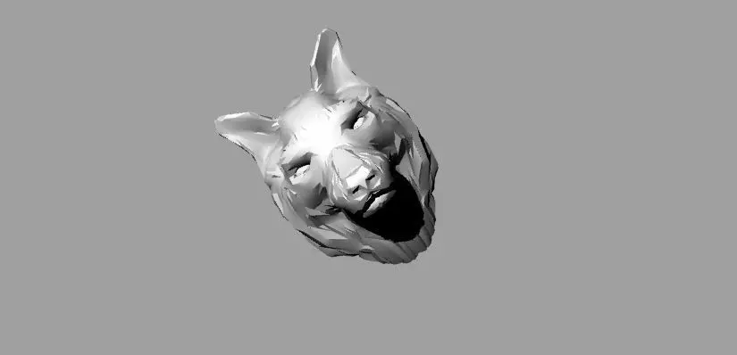 wolf head 3D print model_0
