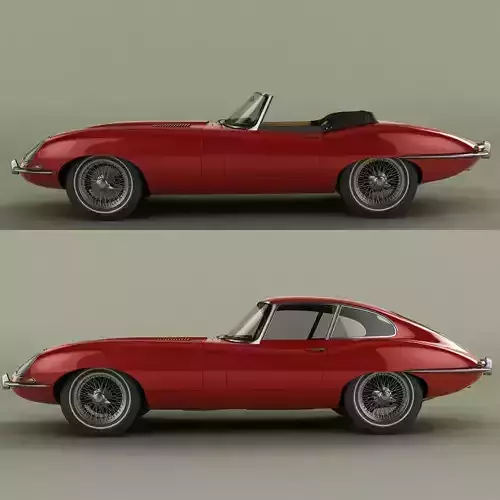 Jaguar E-type Coupe and Convertible 3D Model Collection