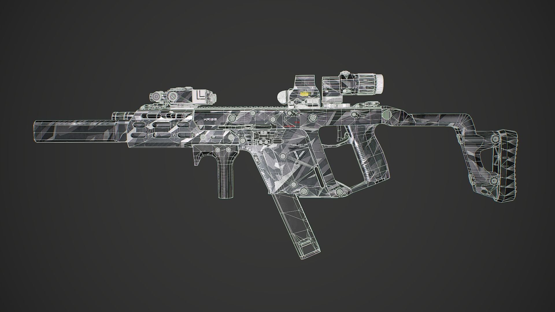 Kriss Vector gen2 camouflage  Low-poly 3D model_11