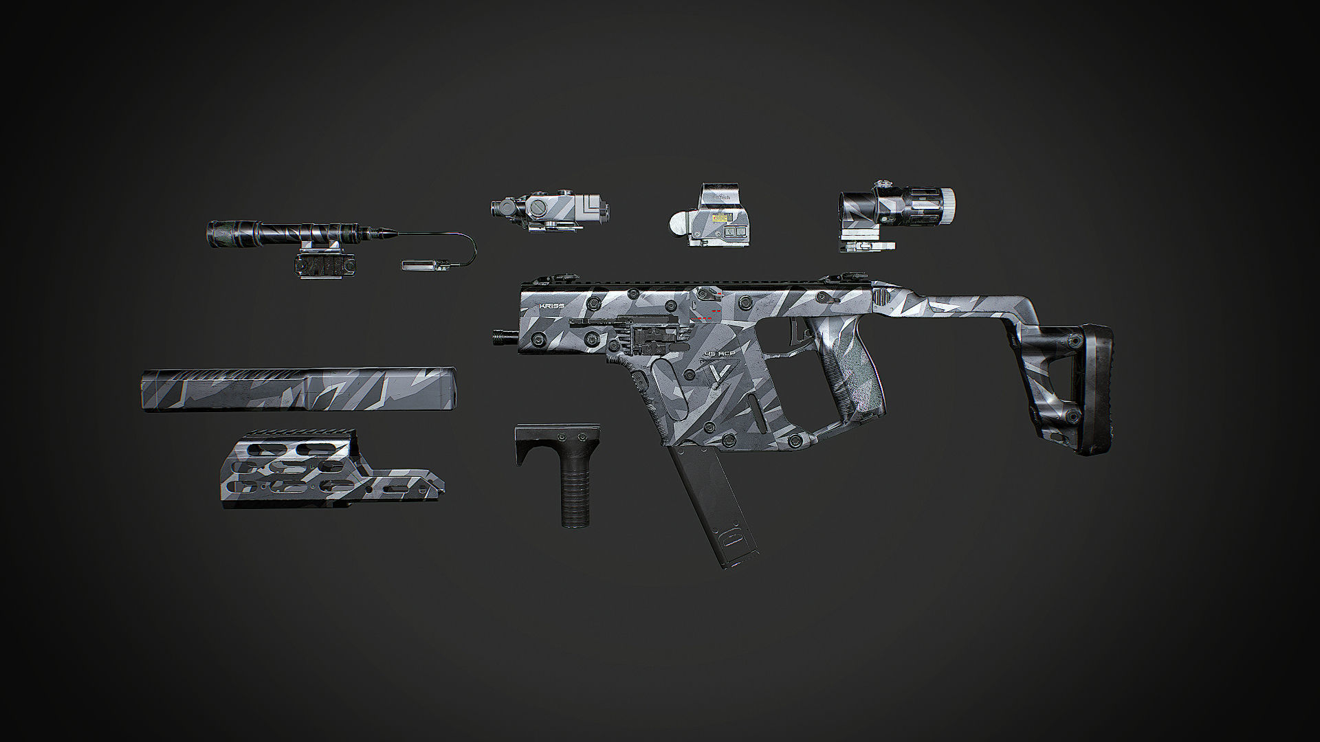Kriss Vector gen2 camouflage  Low-poly 3D model_15