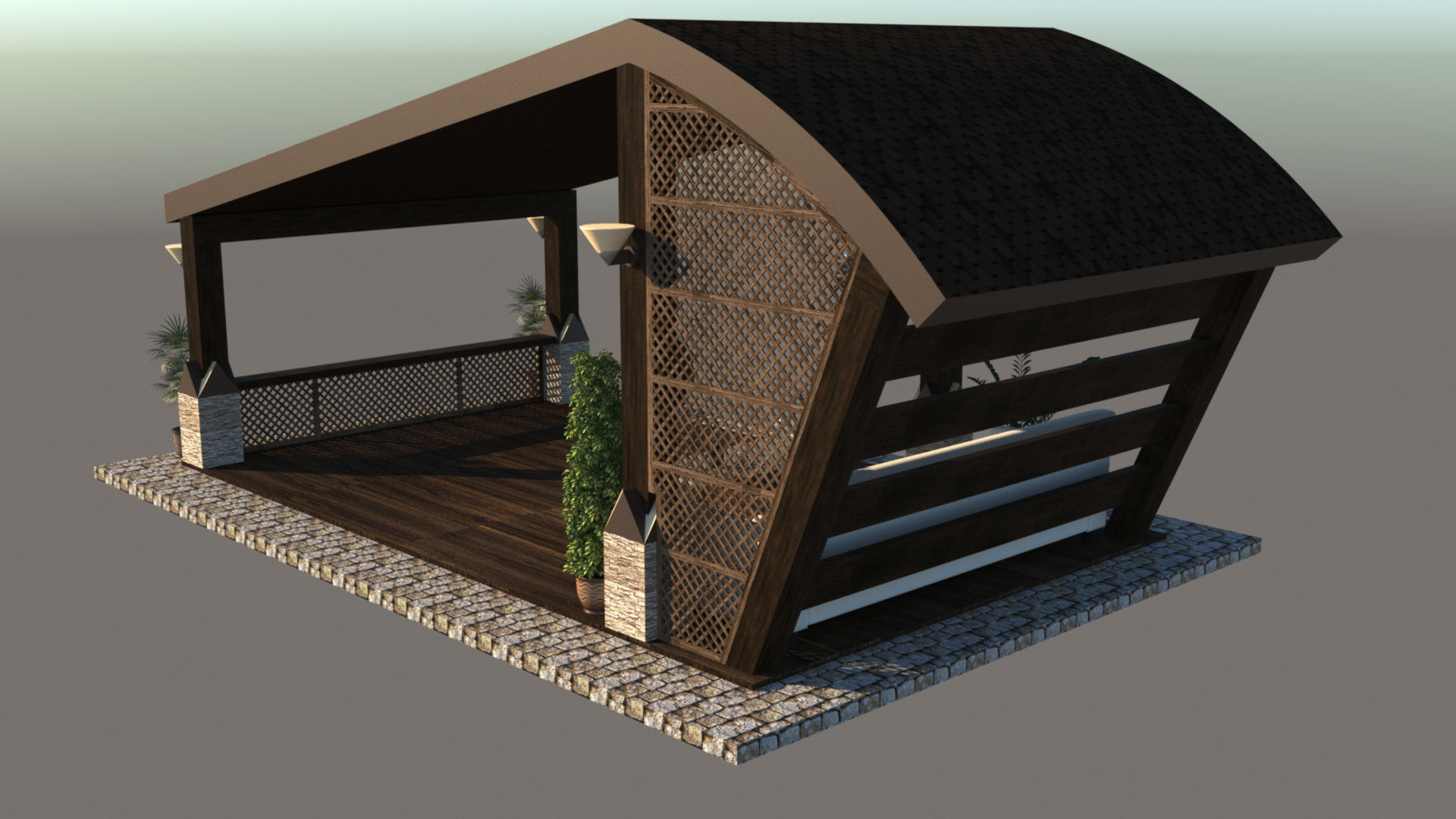Alcove for rest 3D model_2
