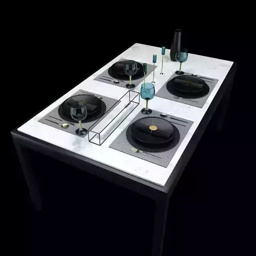 table set dining with plates and glasses