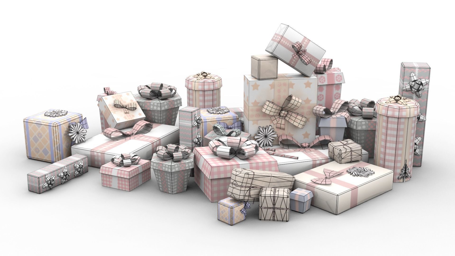 Gift Boxes Low-poly 3D model_6