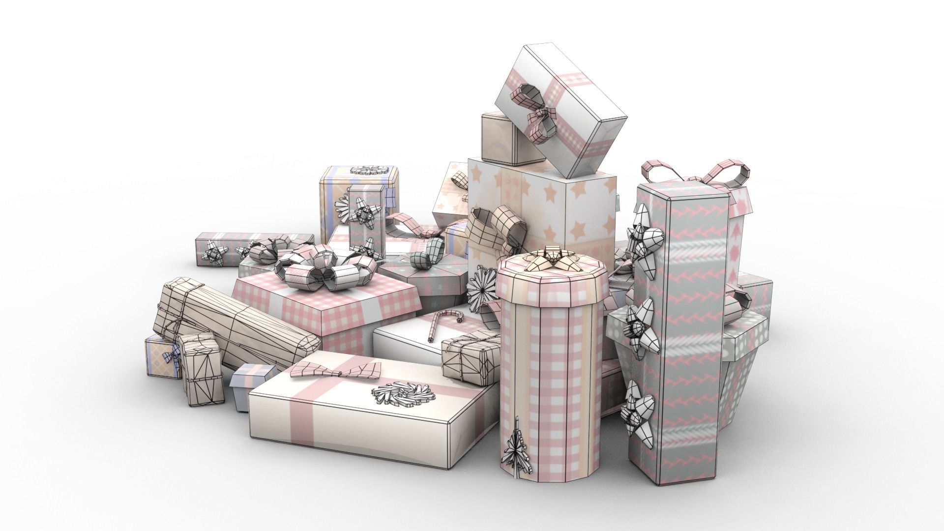 Gift Boxes Low-poly 3D model_5