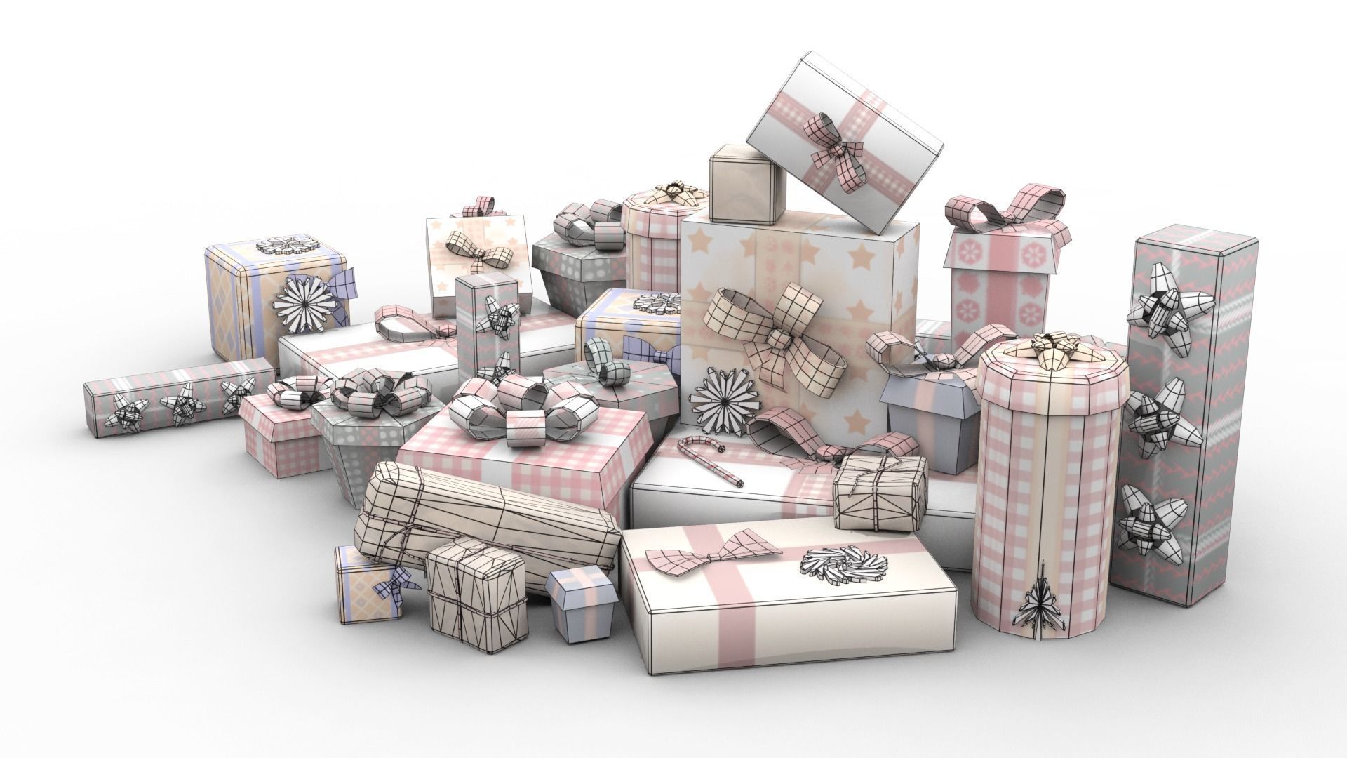 Gift Boxes Low-poly 3D model_4