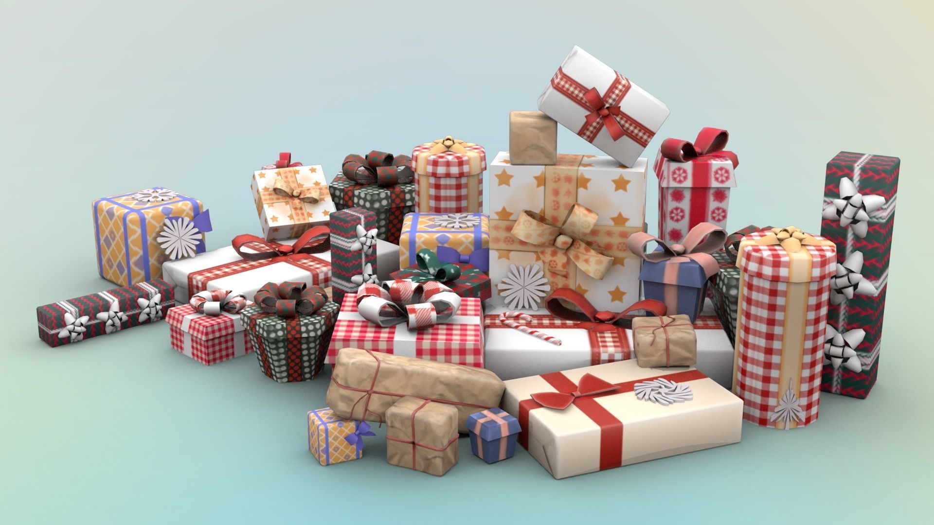 Gift Boxes Low-poly 3D model_1