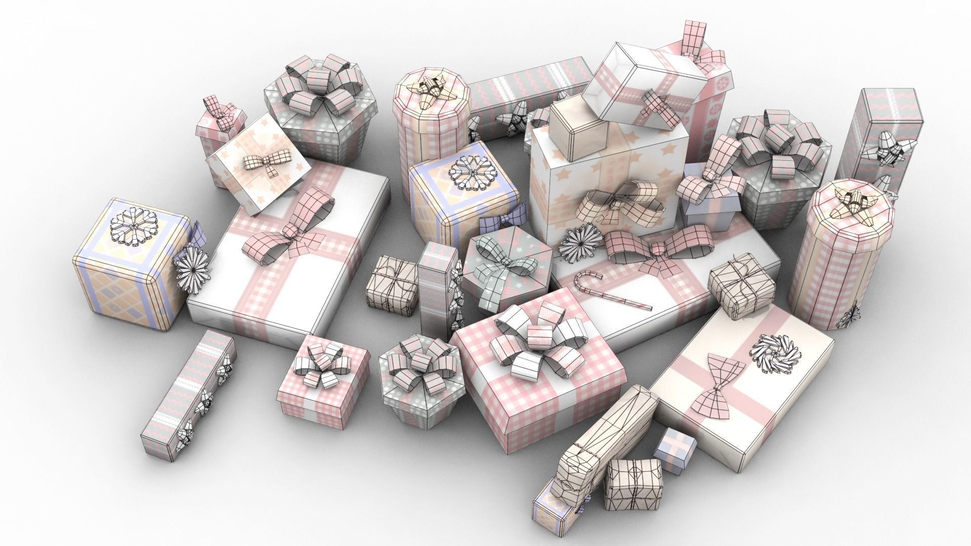 Gift Boxes Low-poly 3D model_7