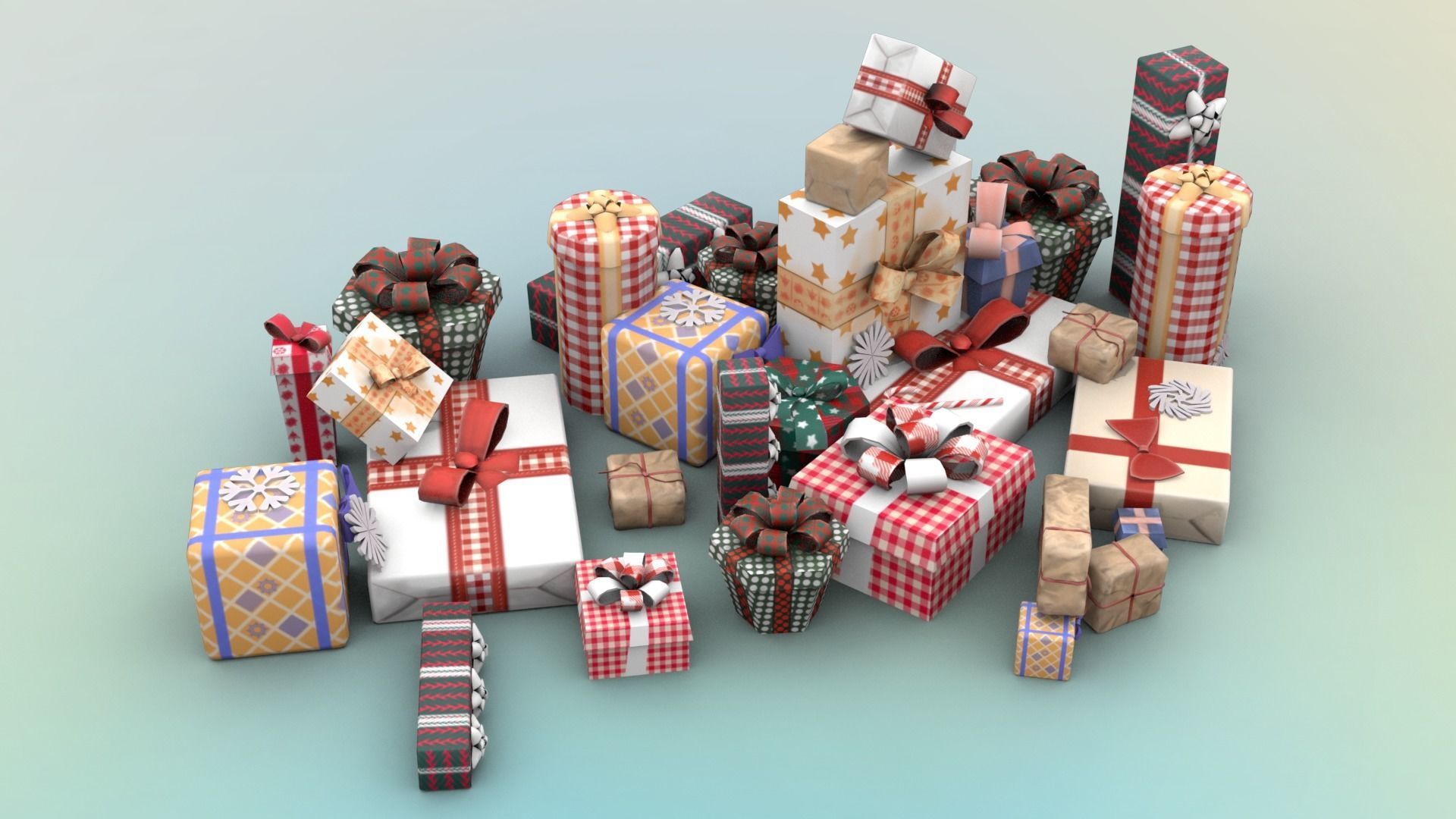 Gift Boxes Low-poly 3D model_20