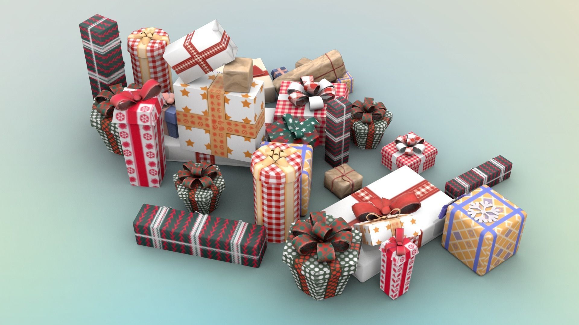 Gift Boxes Low-poly 3D model_19