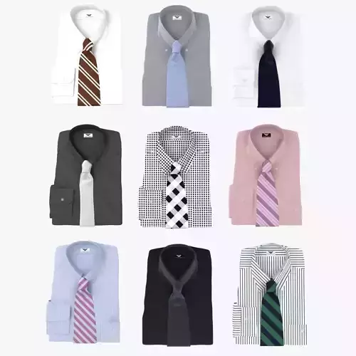 Collection Of Shirt With Tie 3D model