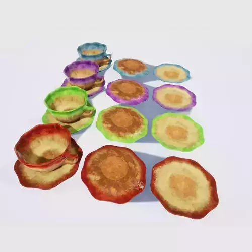 Teacup and Saucer Colors Low-poly 3D model