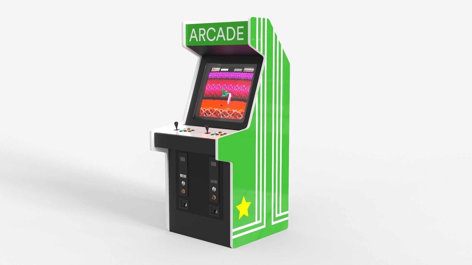 Classic Arcade Machine Cabinet 3D model_3