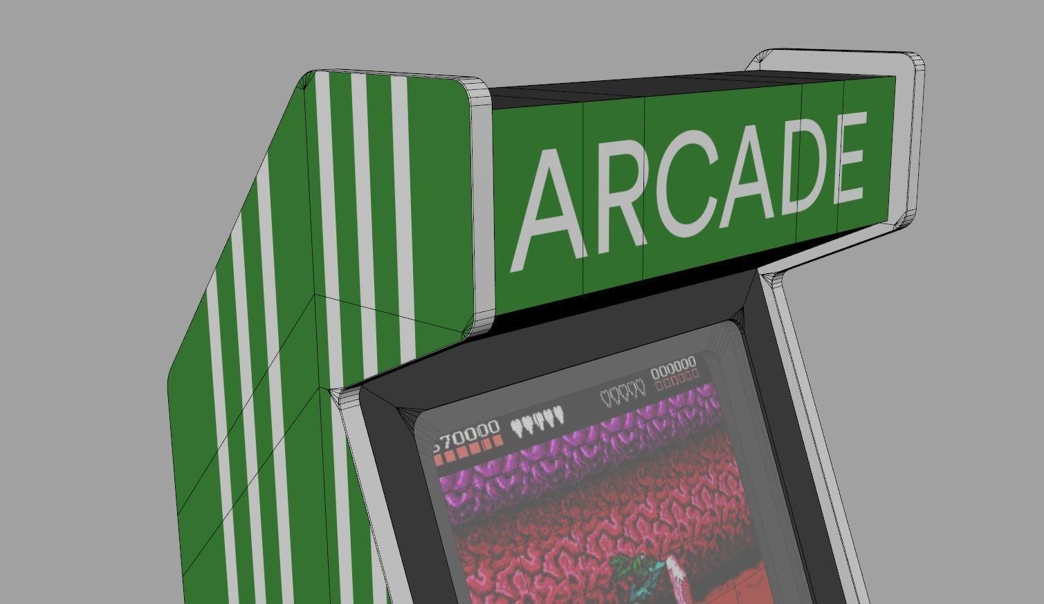 Classic Arcade Machine Cabinet 3D model_12