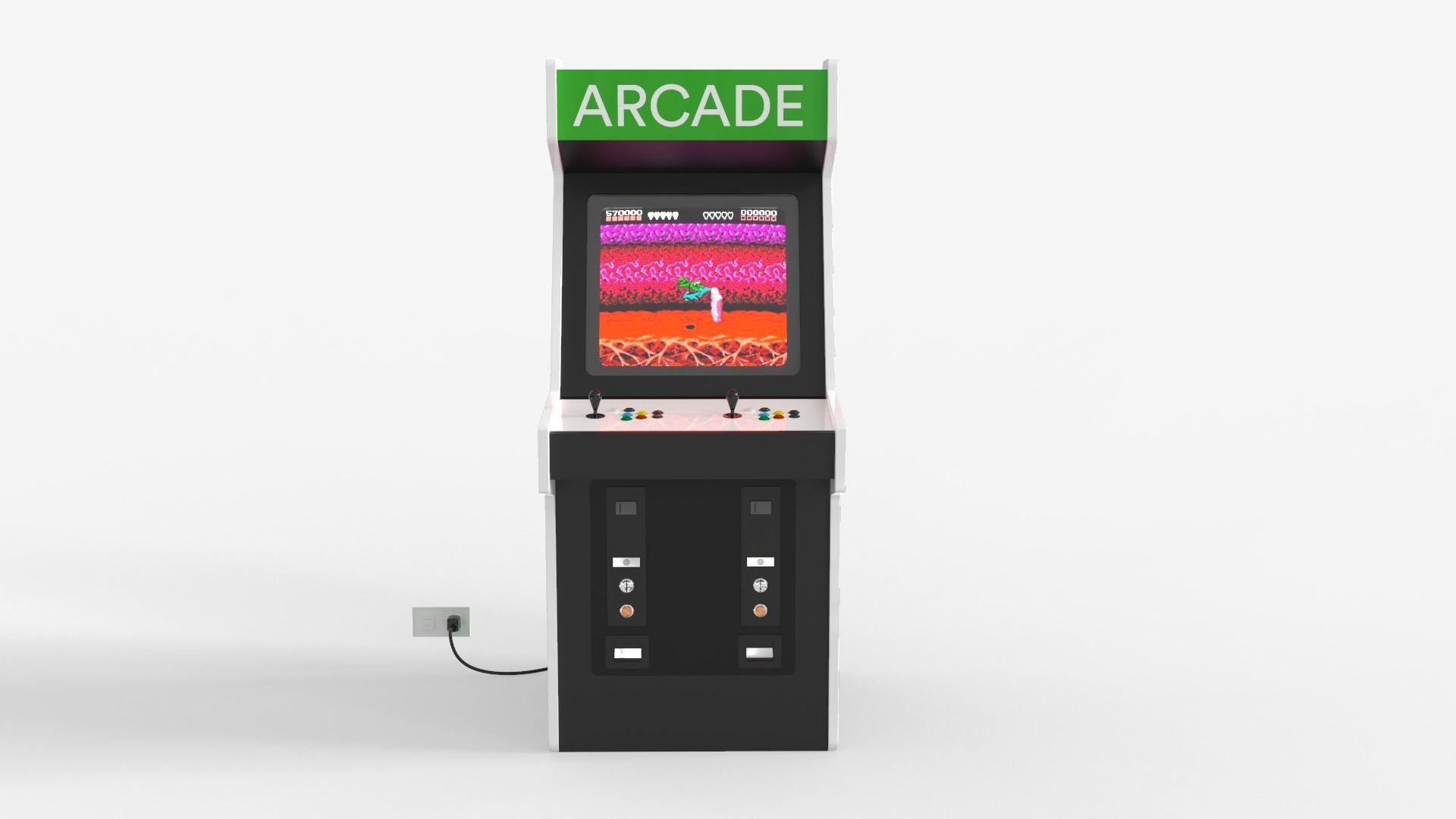 Classic Arcade Machine Cabinet 3D model_2