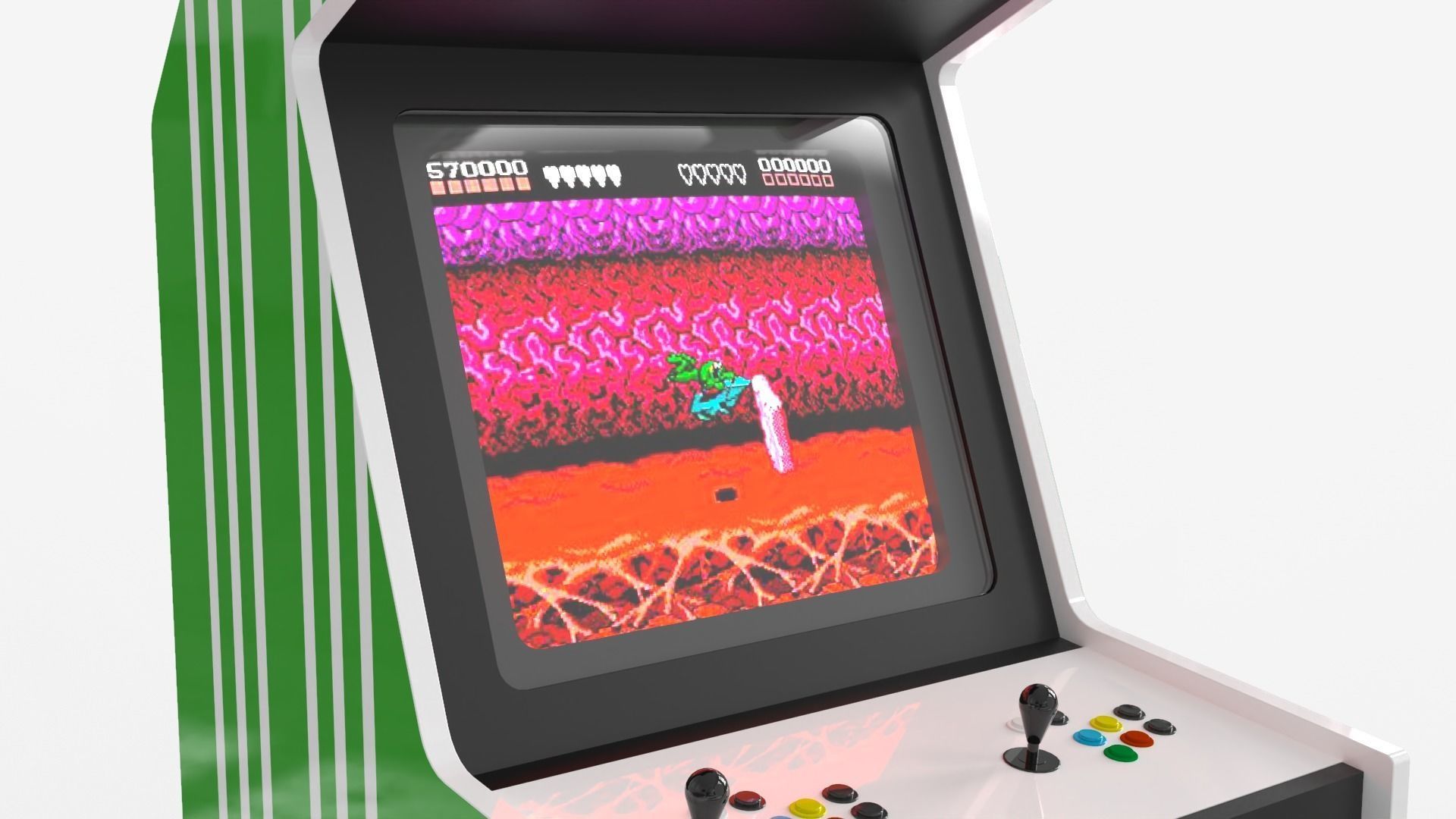 Classic Arcade Machine Cabinet 3D model_7