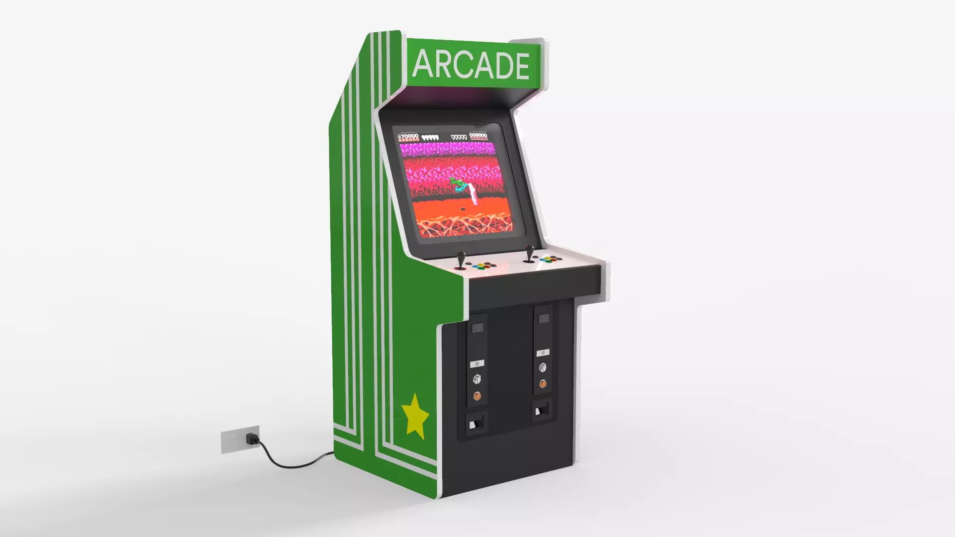 Classic Arcade Machine Cabinet 3D model_0