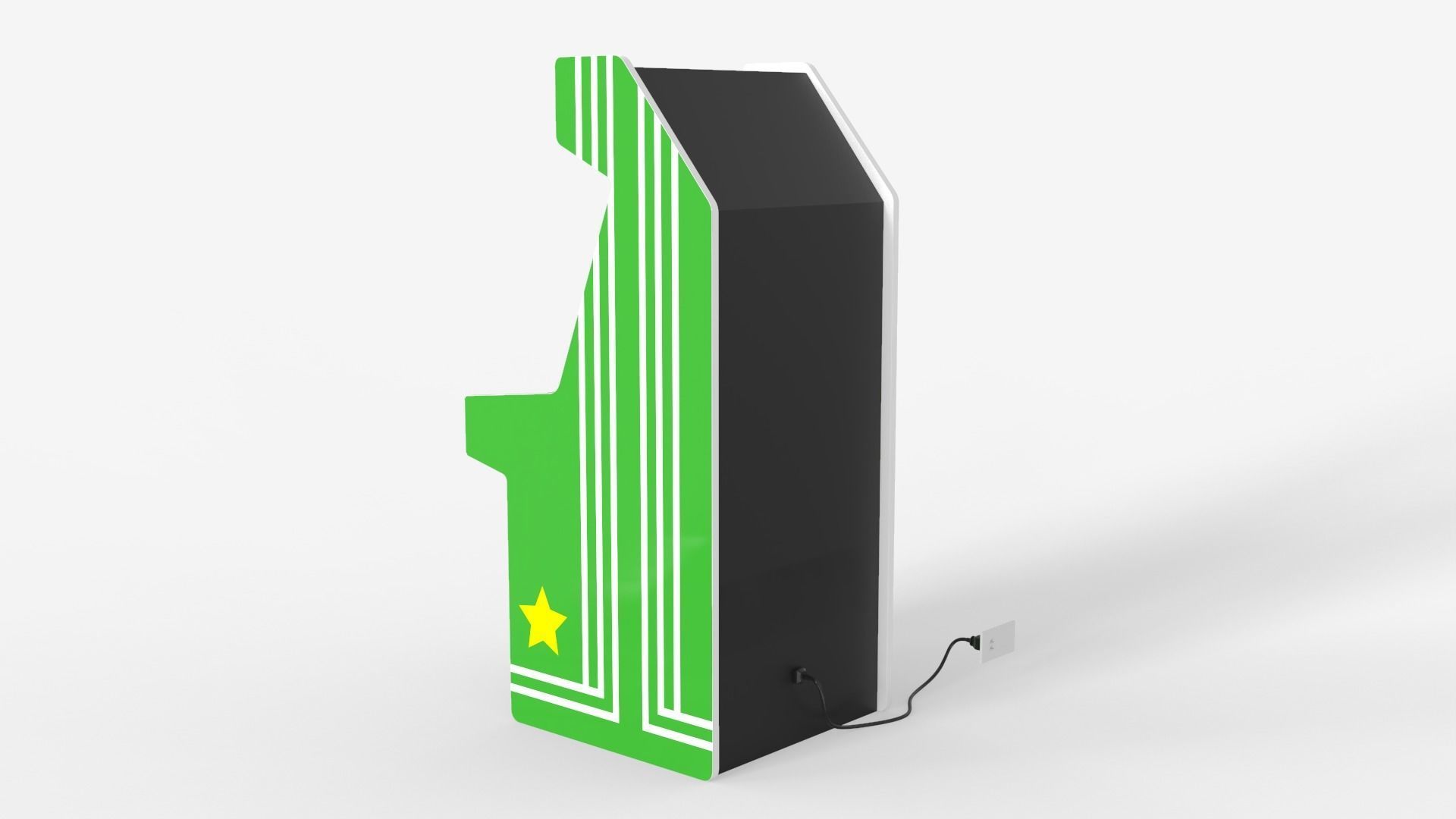 Classic Arcade Machine Cabinet 3D model_4