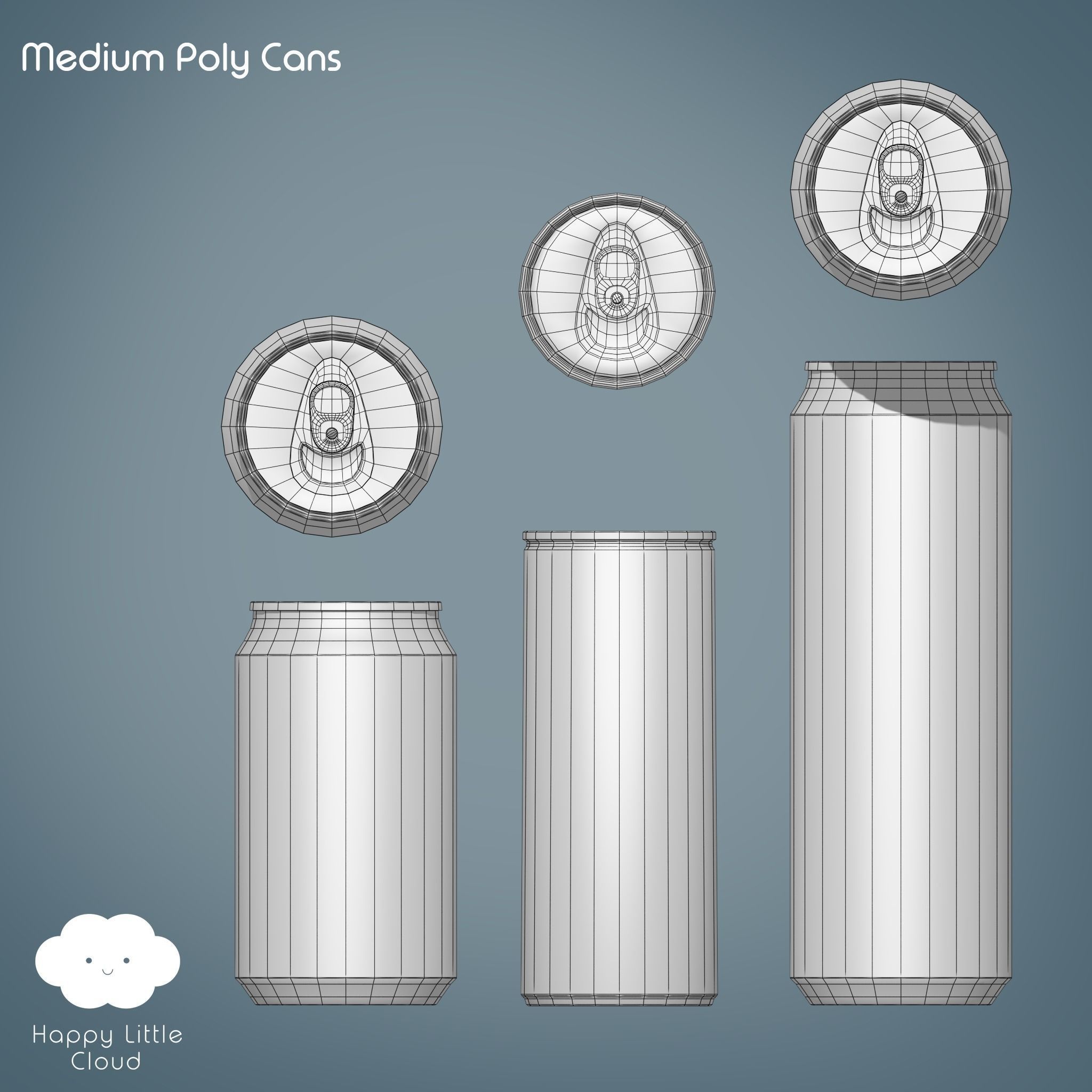 PBR Tin Can Pack Low-poly 3D model_10