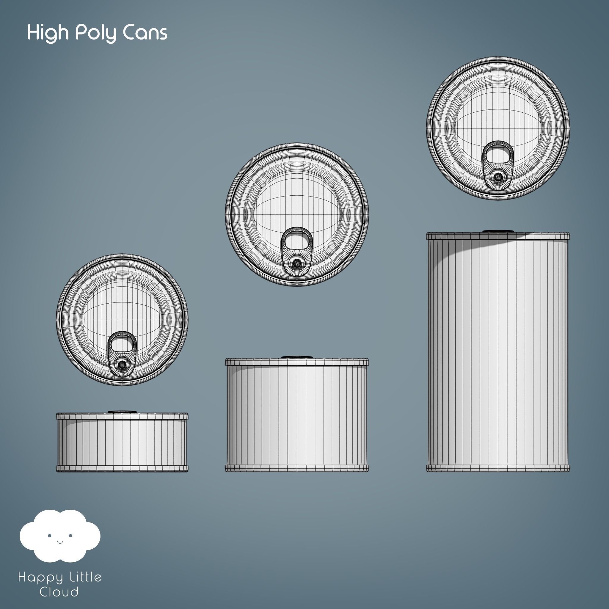 PBR Tin Can Pack Low-poly 3D model_6