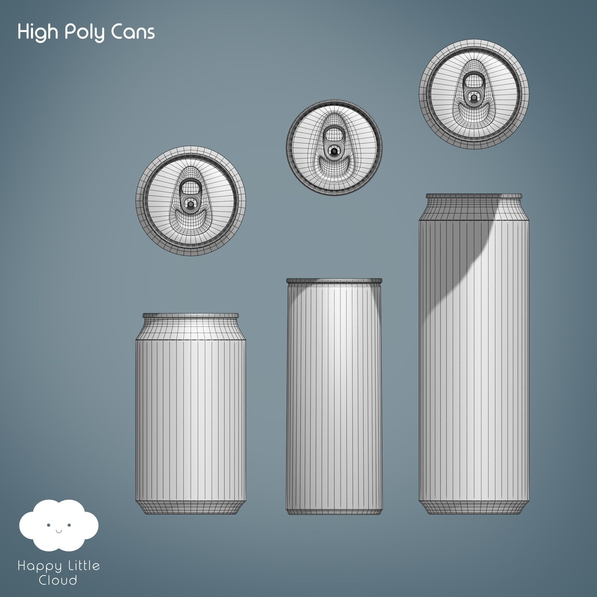 PBR Tin Can Pack Low-poly 3D model_5