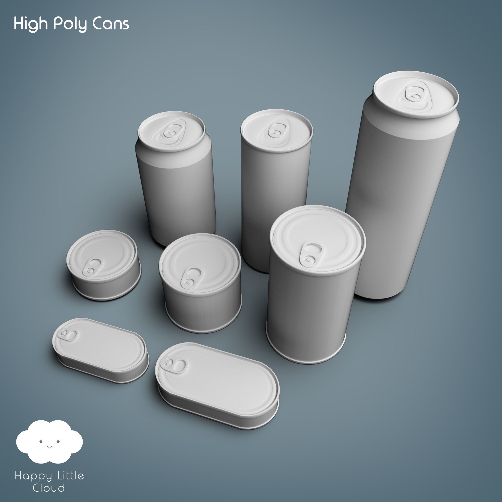 PBR Tin Can Pack Low-poly 3D model_4