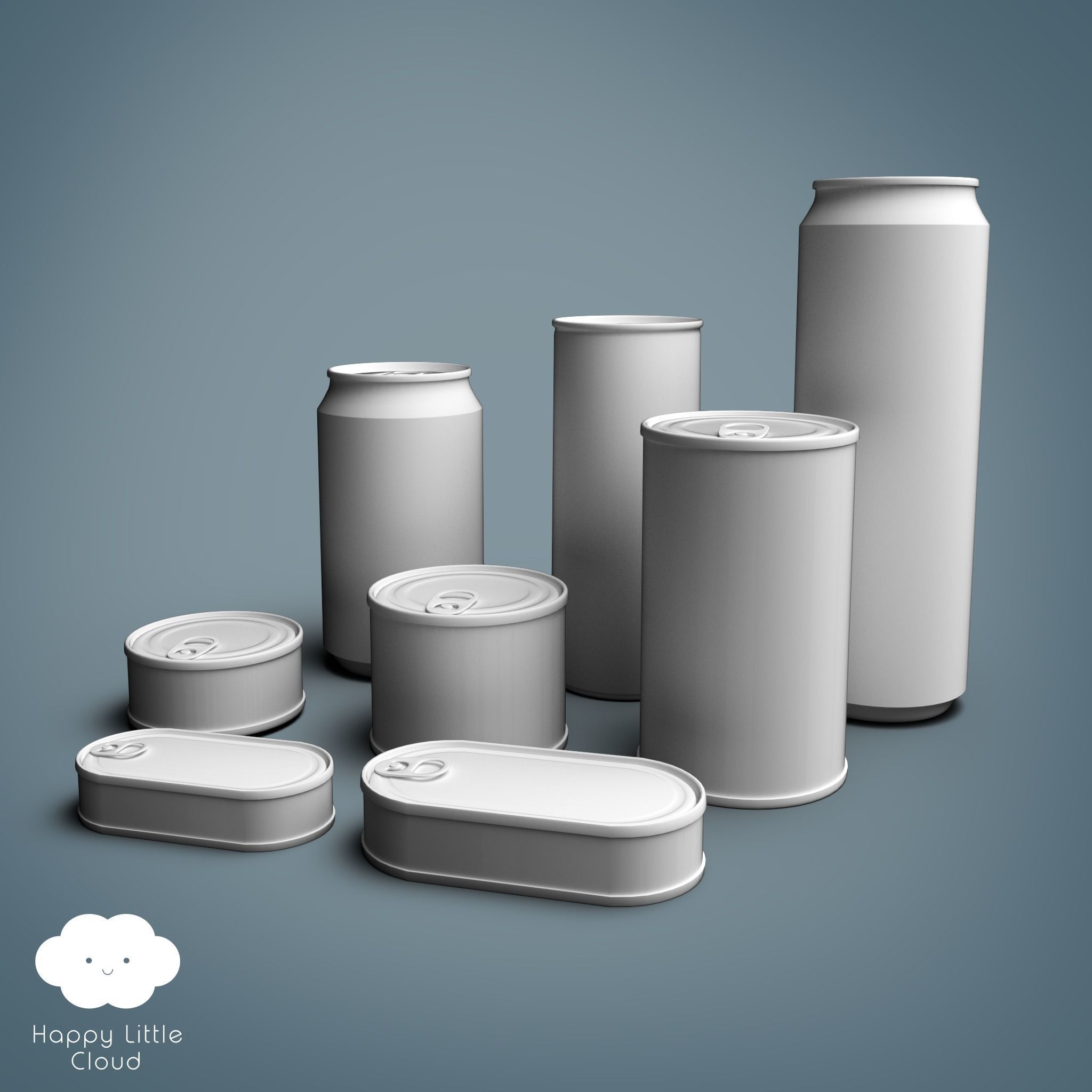PBR Tin Can Pack Low-poly 3D model_2