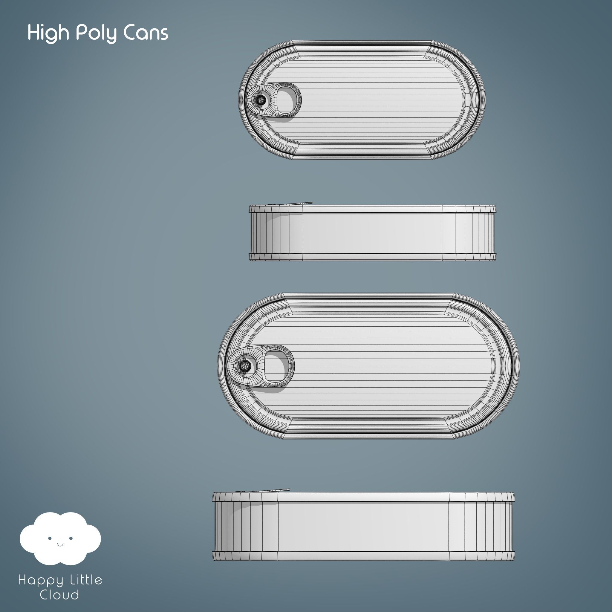 PBR Tin Can Pack Low-poly 3D model_7