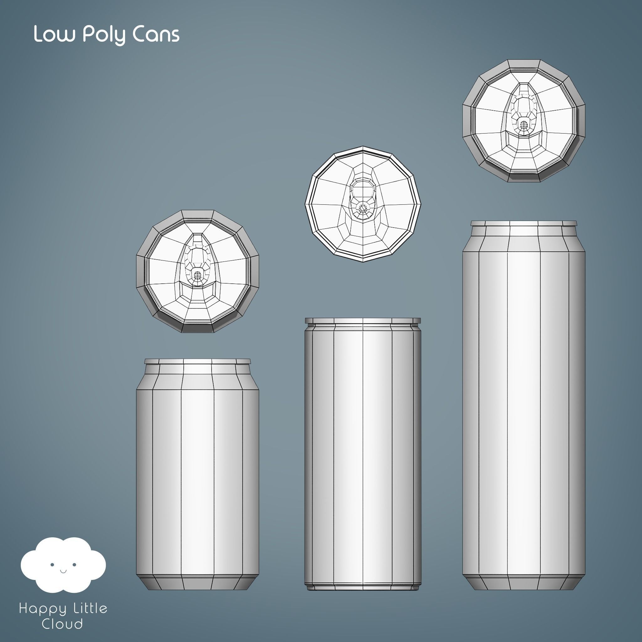 PBR Tin Can Pack Low-poly 3D model_15