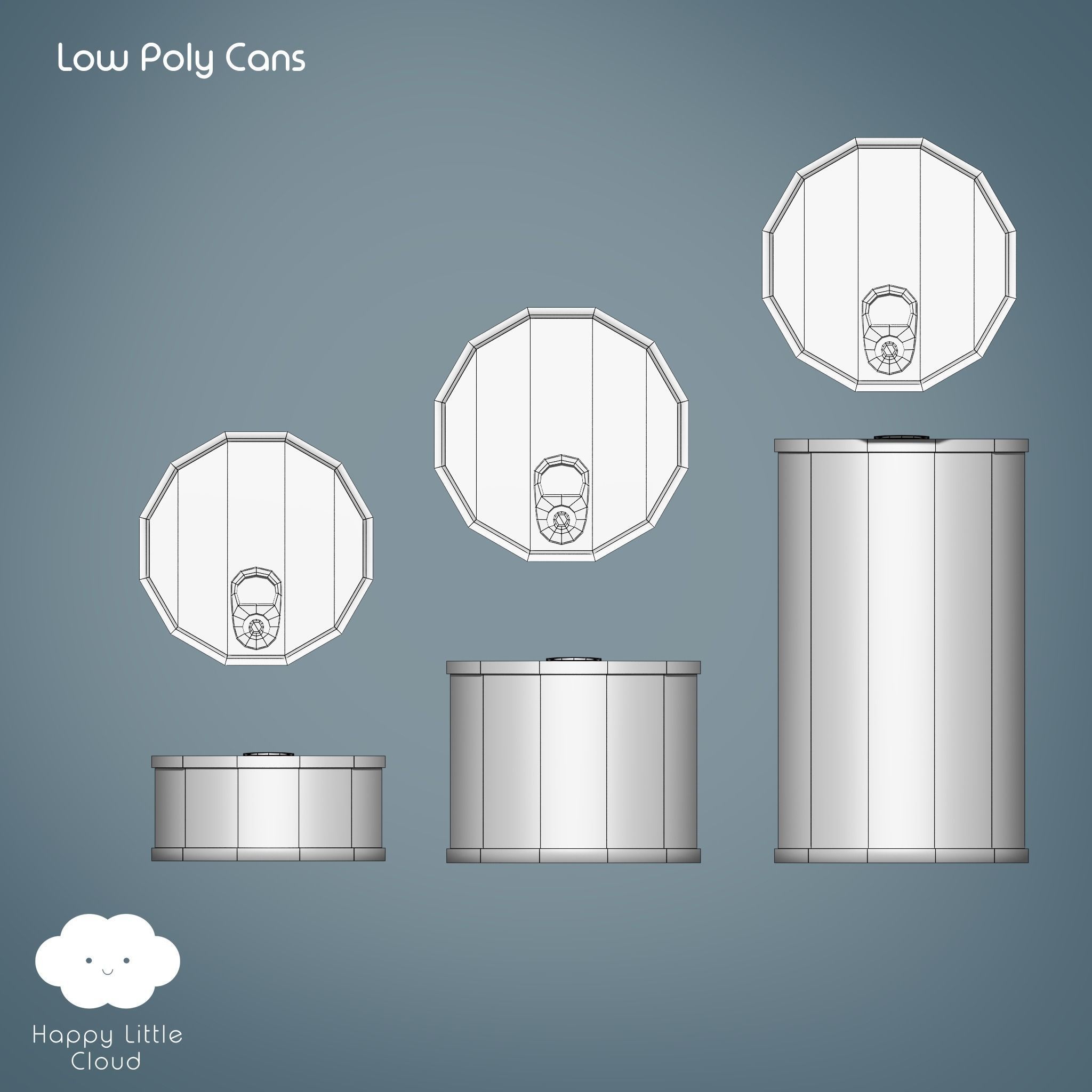 PBR Tin Can Pack Low-poly 3D model_16