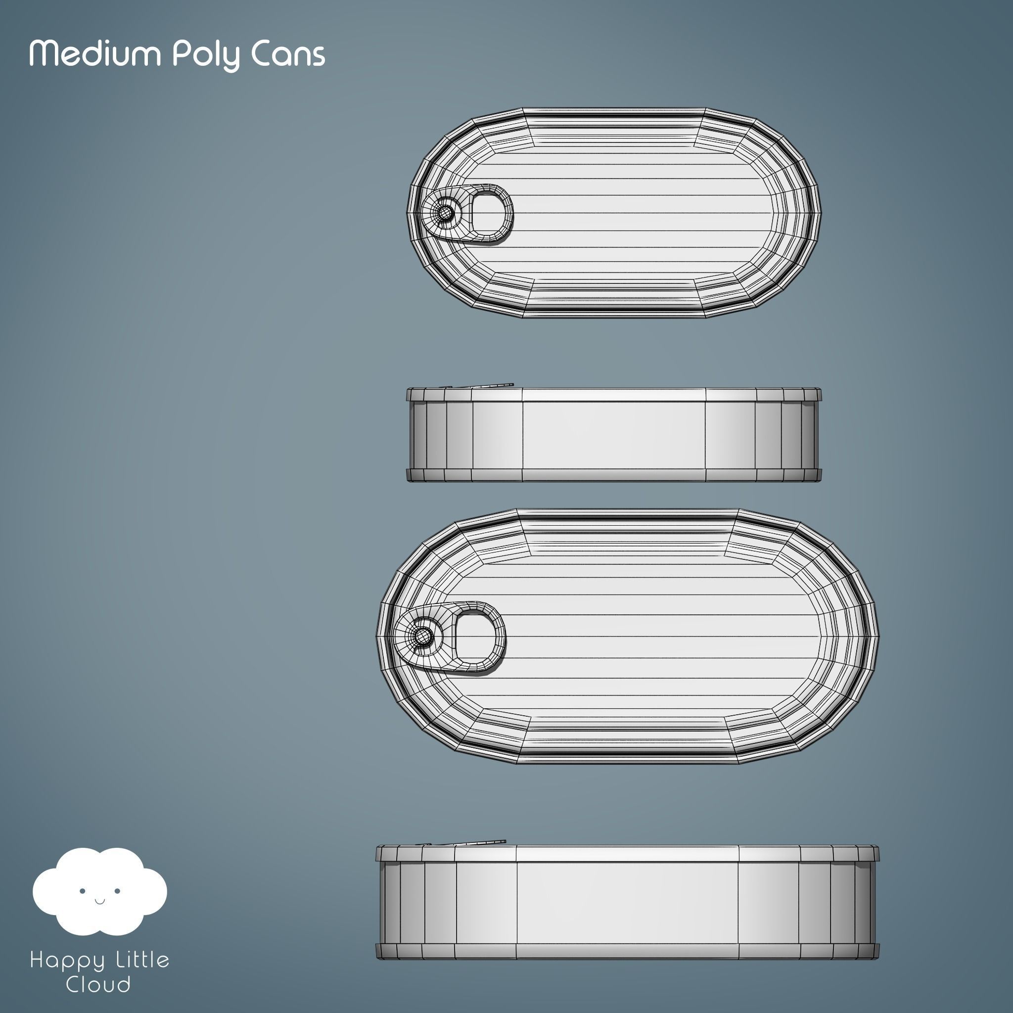 PBR Tin Can Pack Low-poly 3D model_12