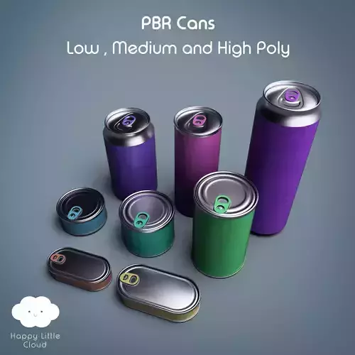 PBR Tin Can Pack Low-poly 3D model