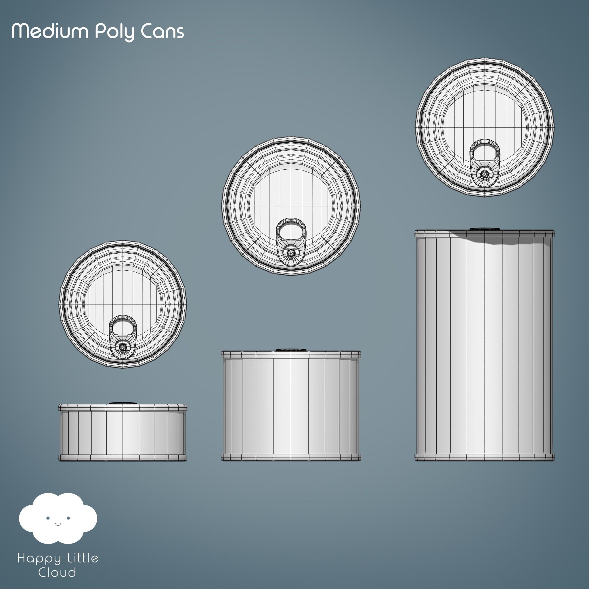 PBR Tin Can Pack Low-poly 3D model_11