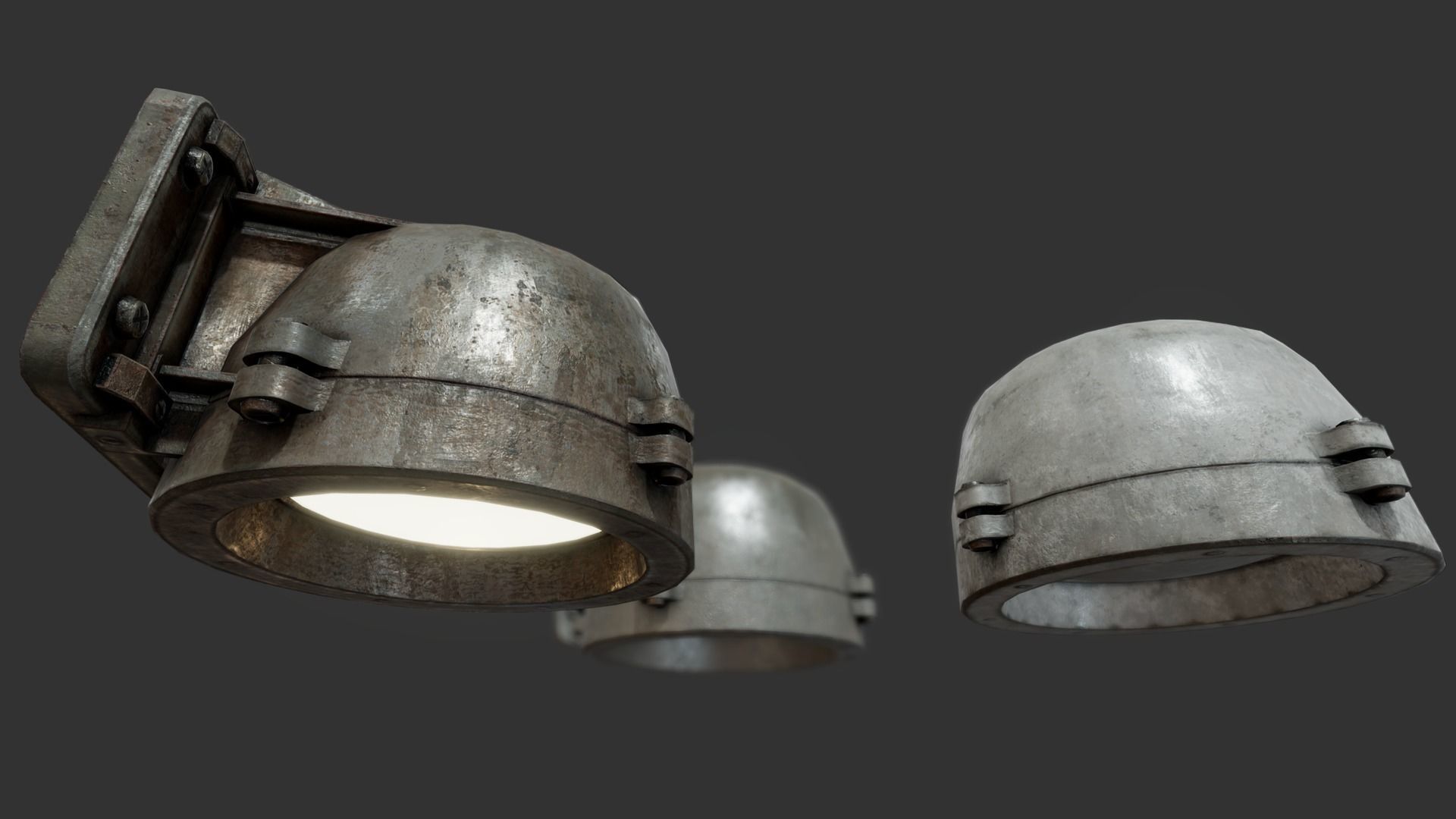 Bunker Wall Lamp PBR Low-poly 3D model_1