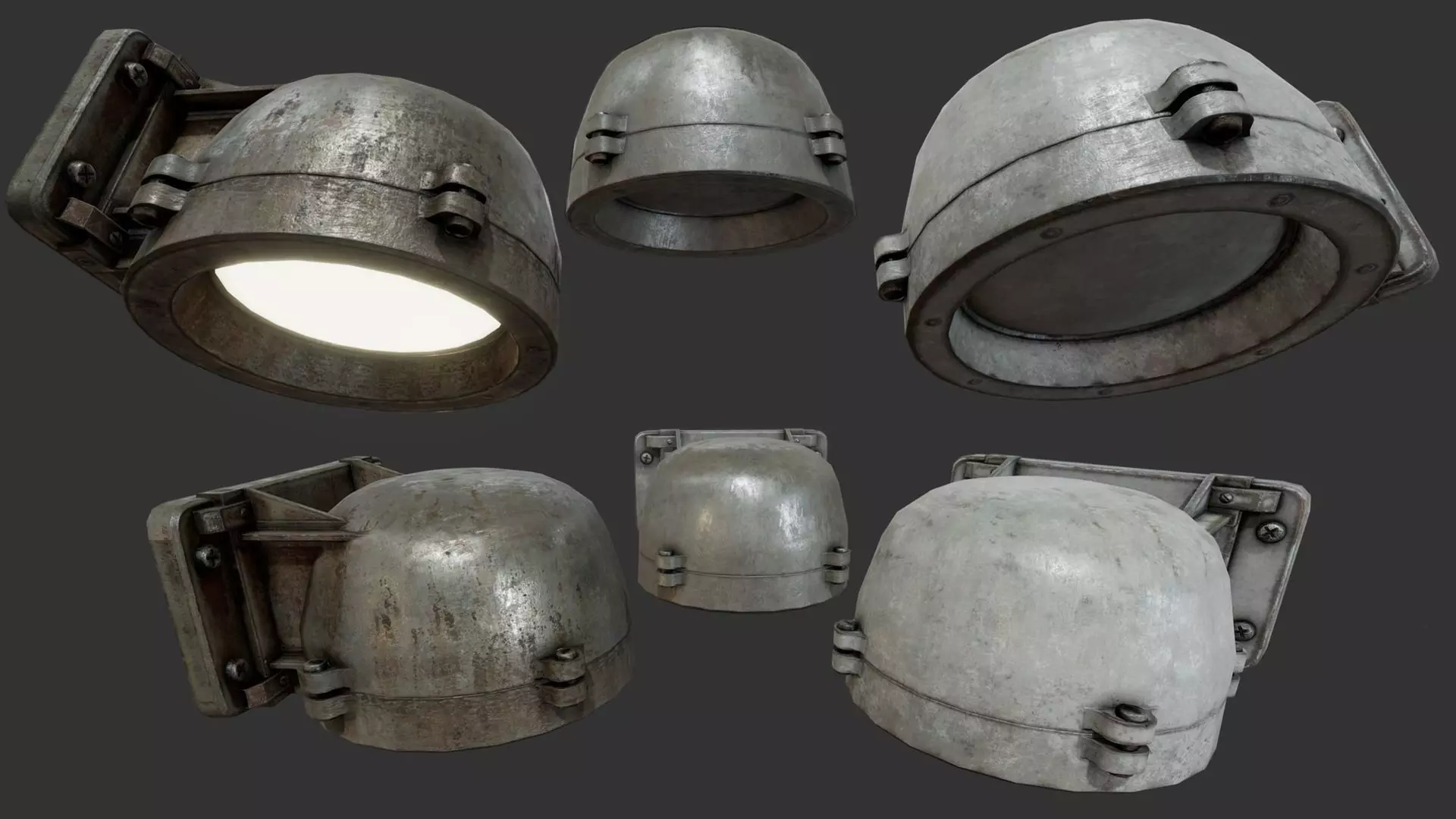 Bunker Wall Lamp PBR Low-poly 3D model_0