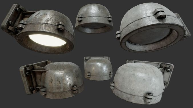 Bunker Wall Lamp PBR Low-poly 3D model